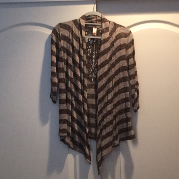 Brown Striped Cardigan lace back - Picture 2 of 3